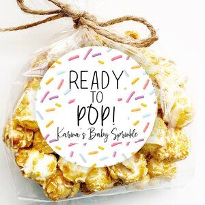 Personalized Sprinkle Baby Shower Stickers, Ready to POP Baby Shower Stickers